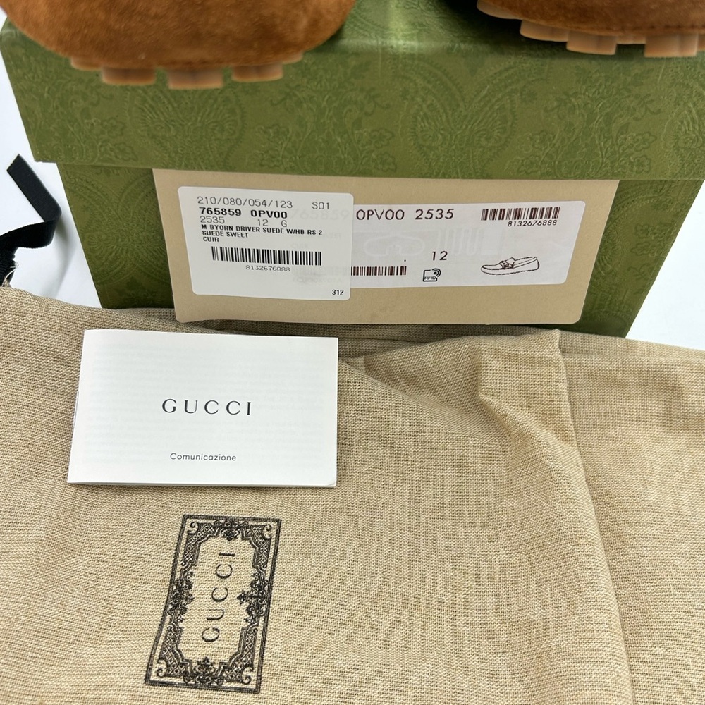 Men's Gucci brown suede horse bit driving loafers size 12 made in Italy - Picture 6 of 10